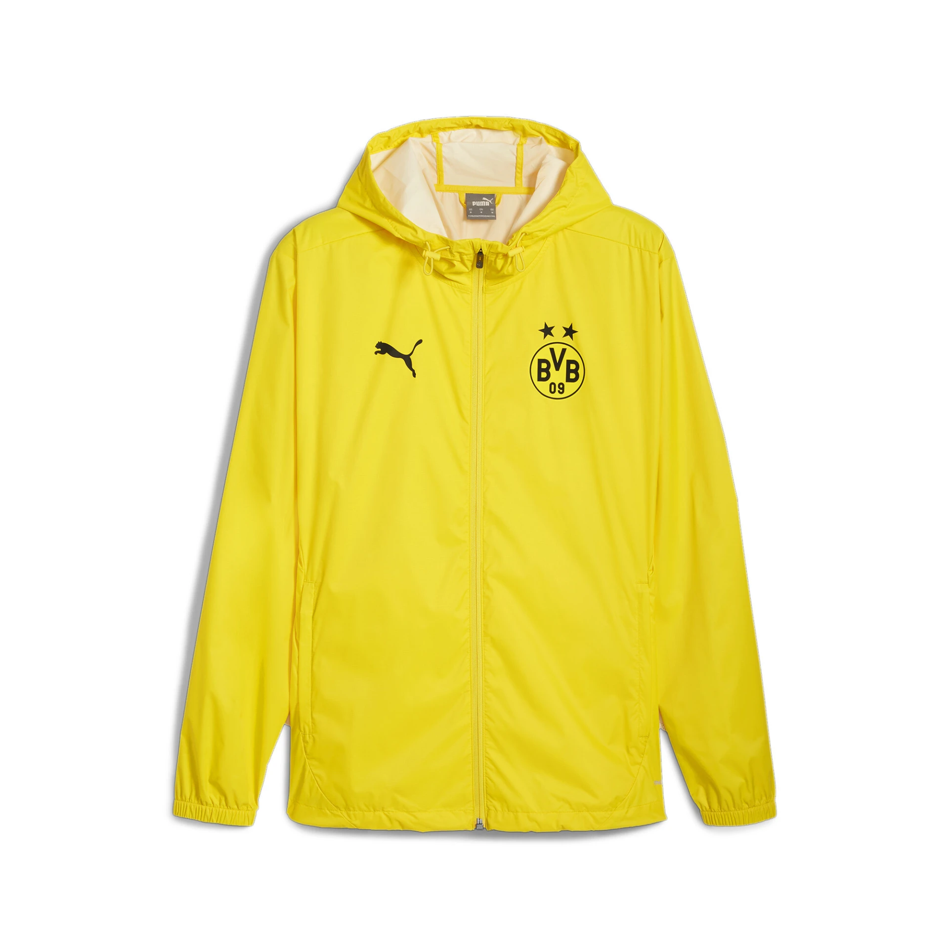 PUMA BVB_Training_All_Weather_Jacket 777621 001 Faster Yellow-PUMA Black