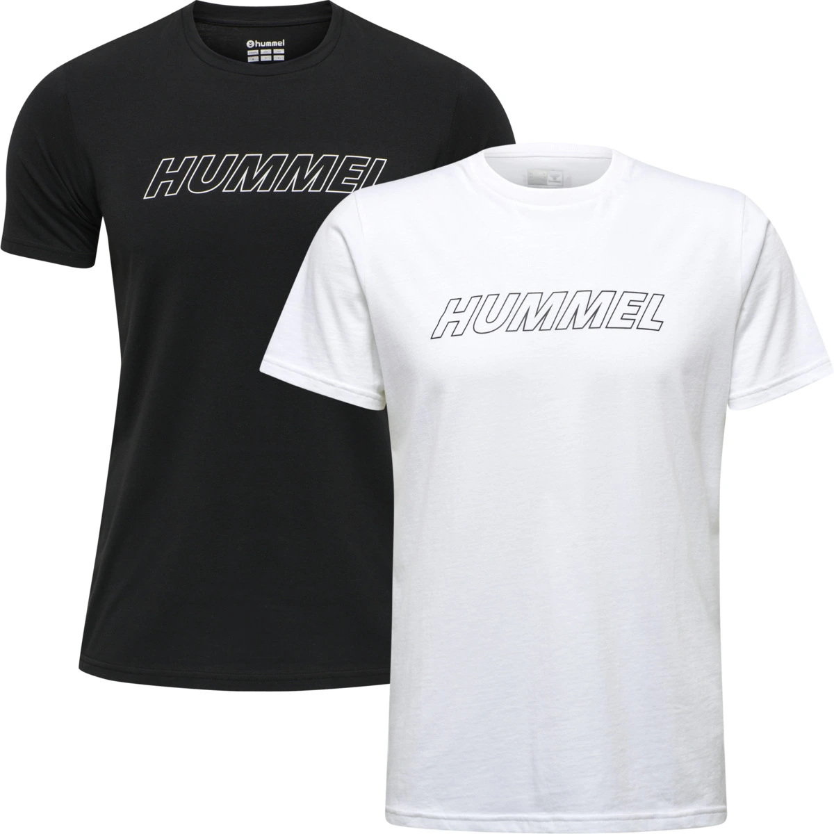 HUMMEL hmlTE_CALLUM_2_PACK_COTTON_T_SHIRT 214976 2143 BLACK/WHITE GREY