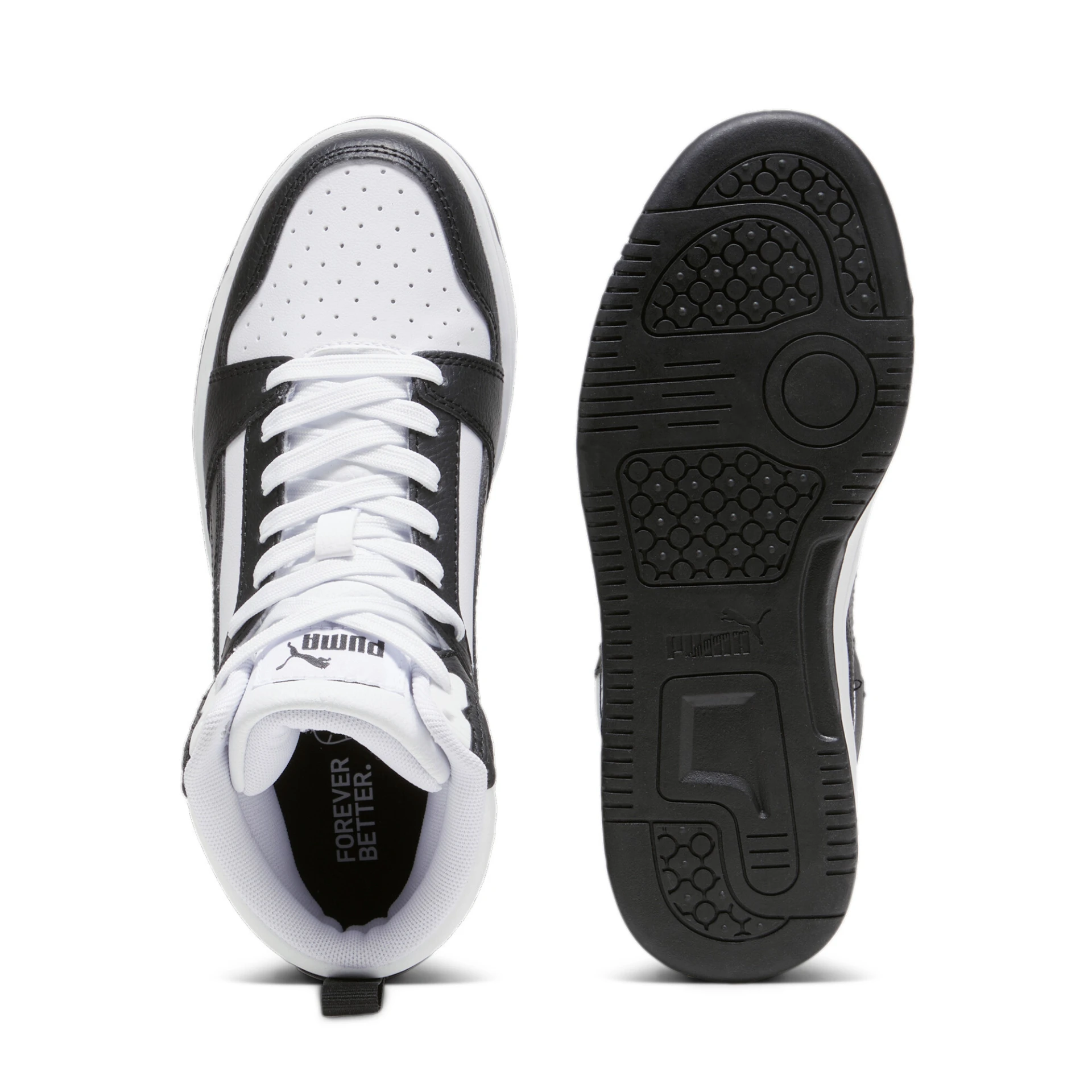 PUMA Puma_Rebound_V6_Mid_Jr 393831 001 PUMA White-PUMA Black-Shad
