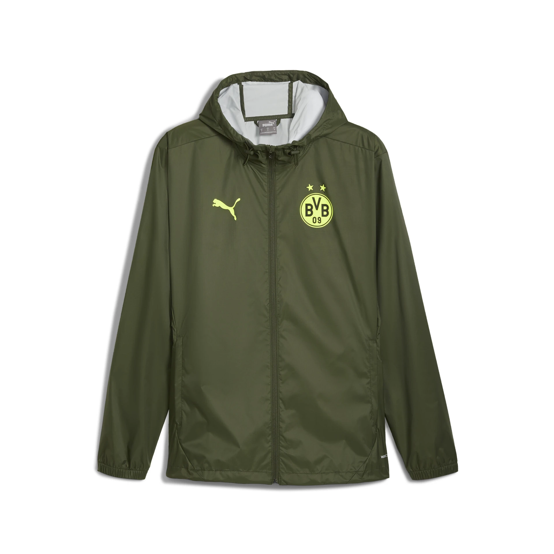PUMA BVB_Training_All_Weather_Jacket 777621 012 Myrtle-Yellow Alert
