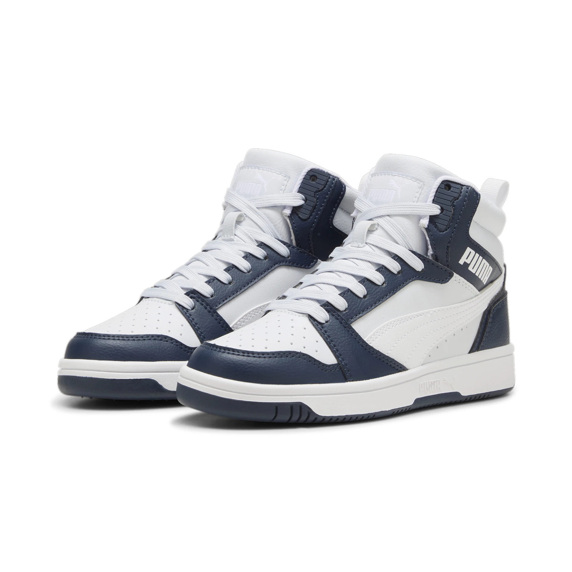 PUMA Puma_Rebound_V6_Mid_Jr 393831 017 Club Navy-PUMA White-Silve
