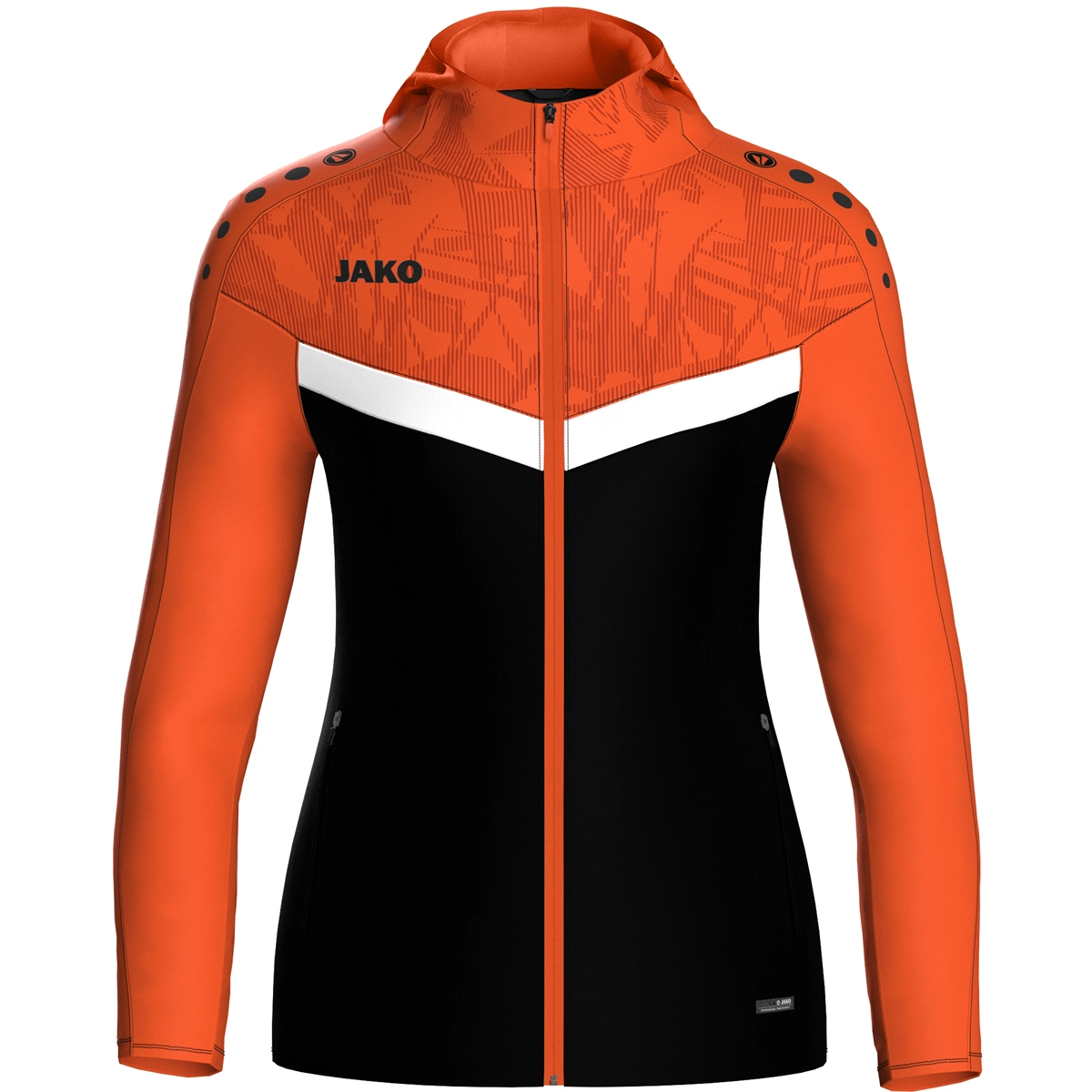 JAKO Kapuzenjacke_Iconic 6824D 807 schwarz/neonorange