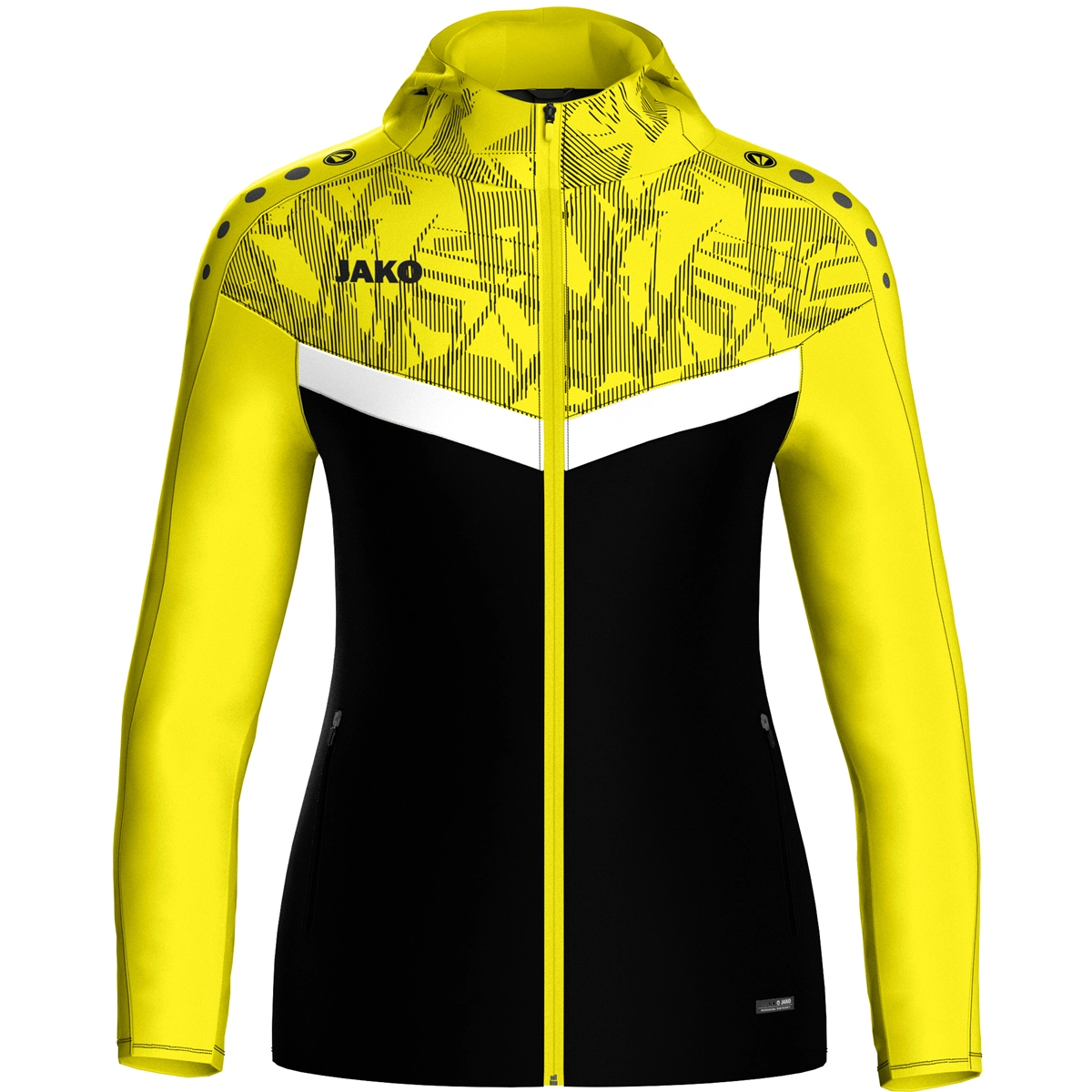 JAKO Kapuzenjacke_Iconic 6824D 808 schwarz/soft yellow