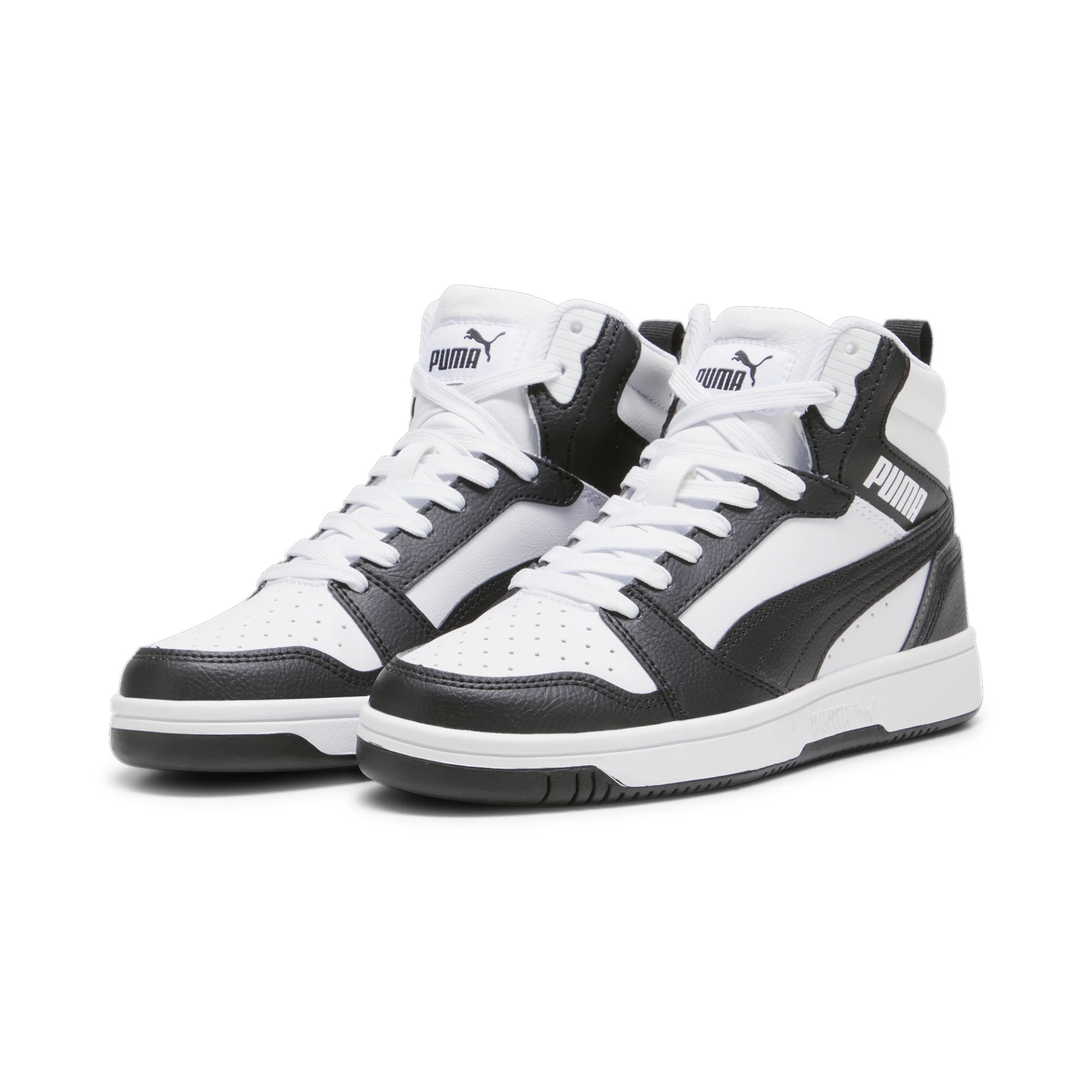 PUMA Puma_Rebound_V6_Mid_Jr 393831 001 PUMA White-PUMA Black-Shad