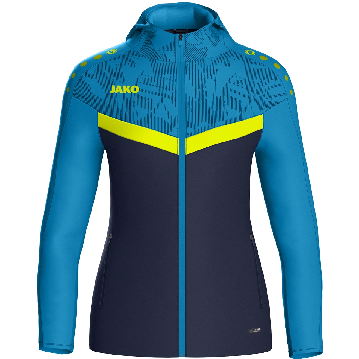 JAKO Kapuzenjacke_Iconic 6824D 914 marine/JAKO blau/neongelb