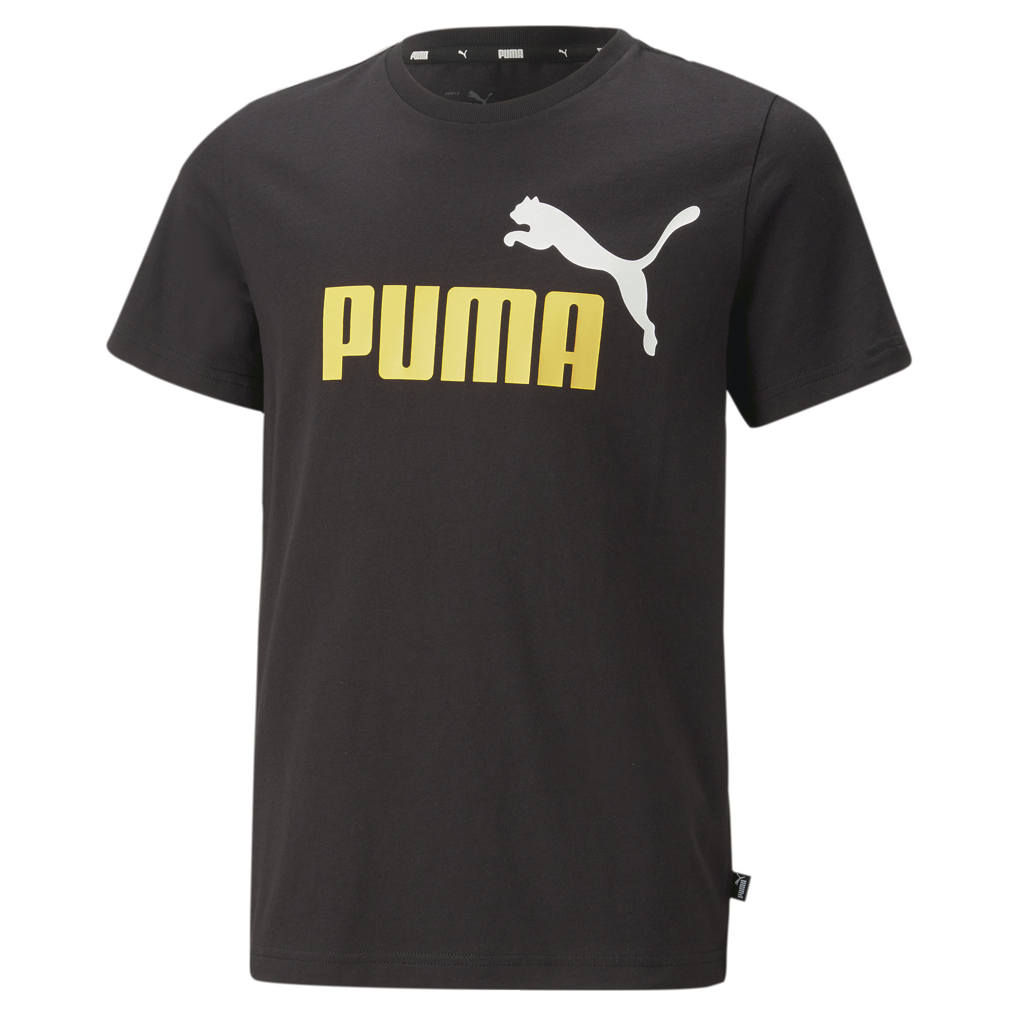 PUMA ESS_plus_2_Col_Logo_Tee_B 586985 091 PUMA BLACK-MUSTARD SEED