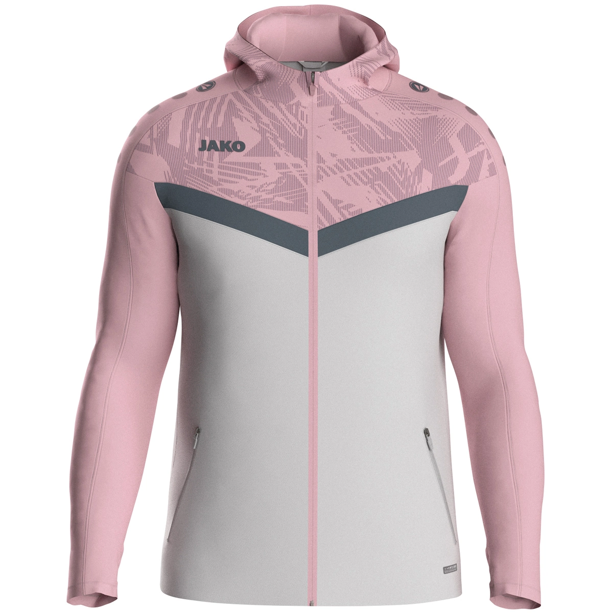 JAKO Kapuzenjacke_Iconic 6824 851 soft grey/dusky pink/anthr