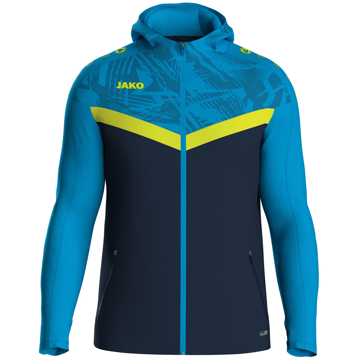 JAKO Kapuzenjacke_Iconic JAKO Kapuzenjacke_Iconic 6824K 914 marine/JAKO blau/neongelb