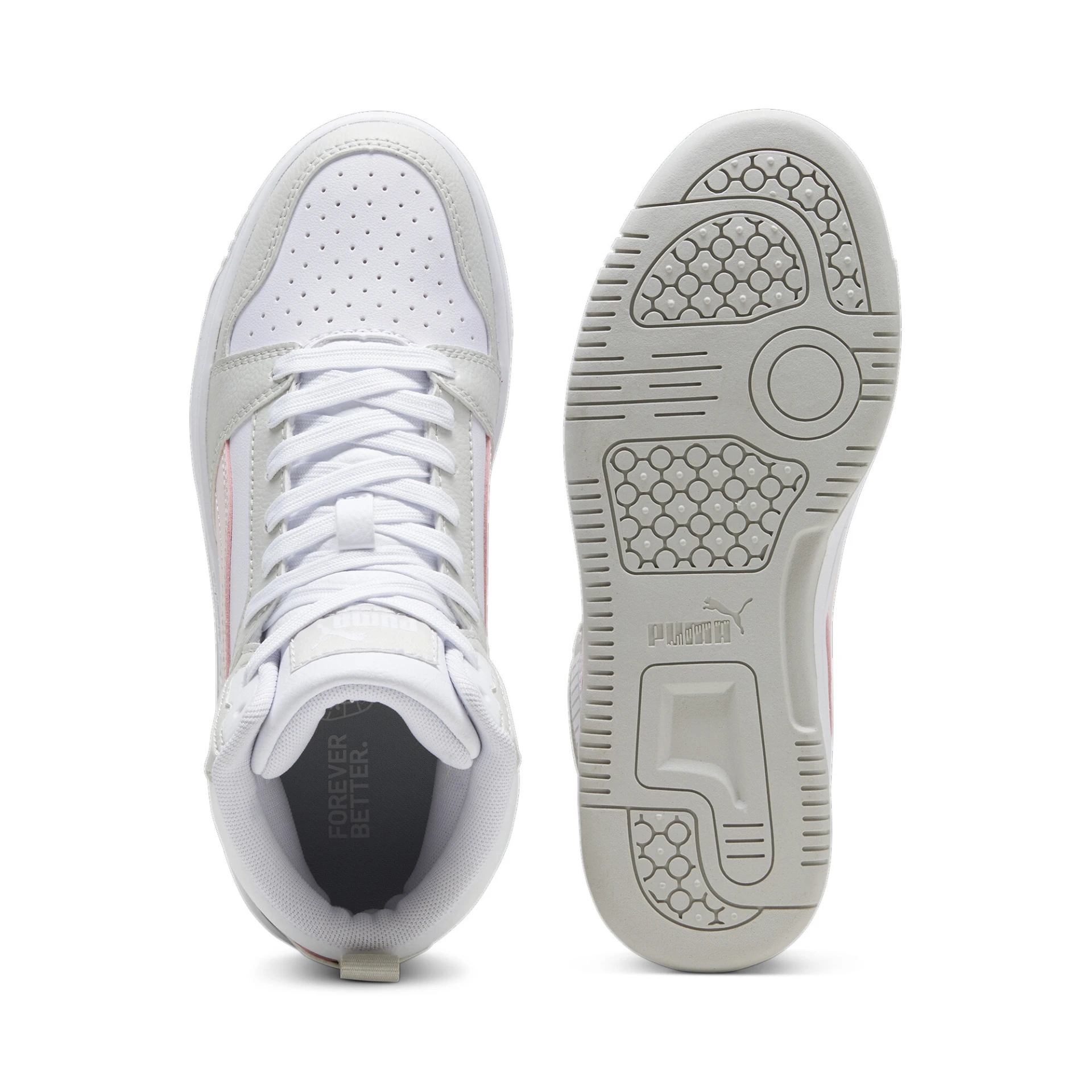 PUMA Puma_Rebound_V6_Mid_Jr 393831 004 PUMA WHITE-FROSTY PINK-SED