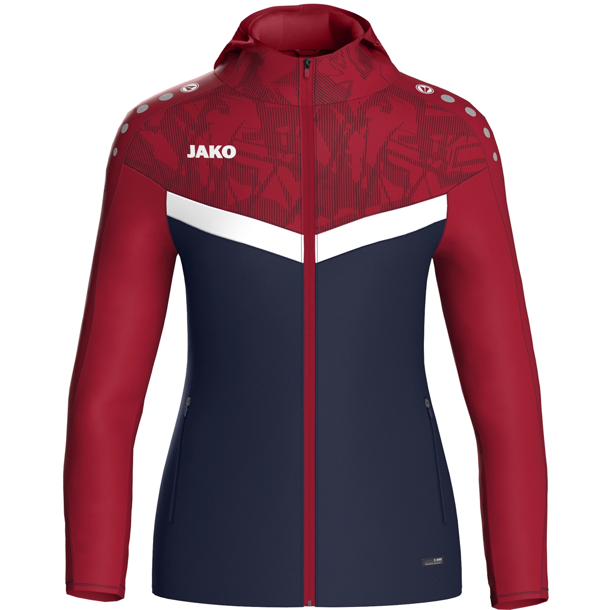 JAKO Kapuzenjacke_Iconic 6824D 901 marine/chili rot