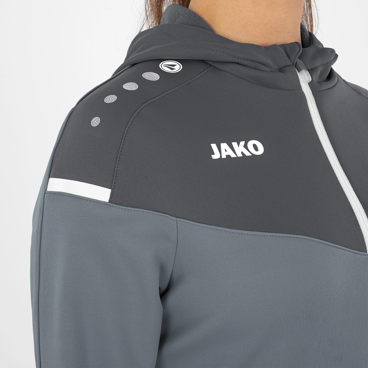 JAKO Kapuzenjacke_Champ_20 6820D 40 steingrau/anthra light