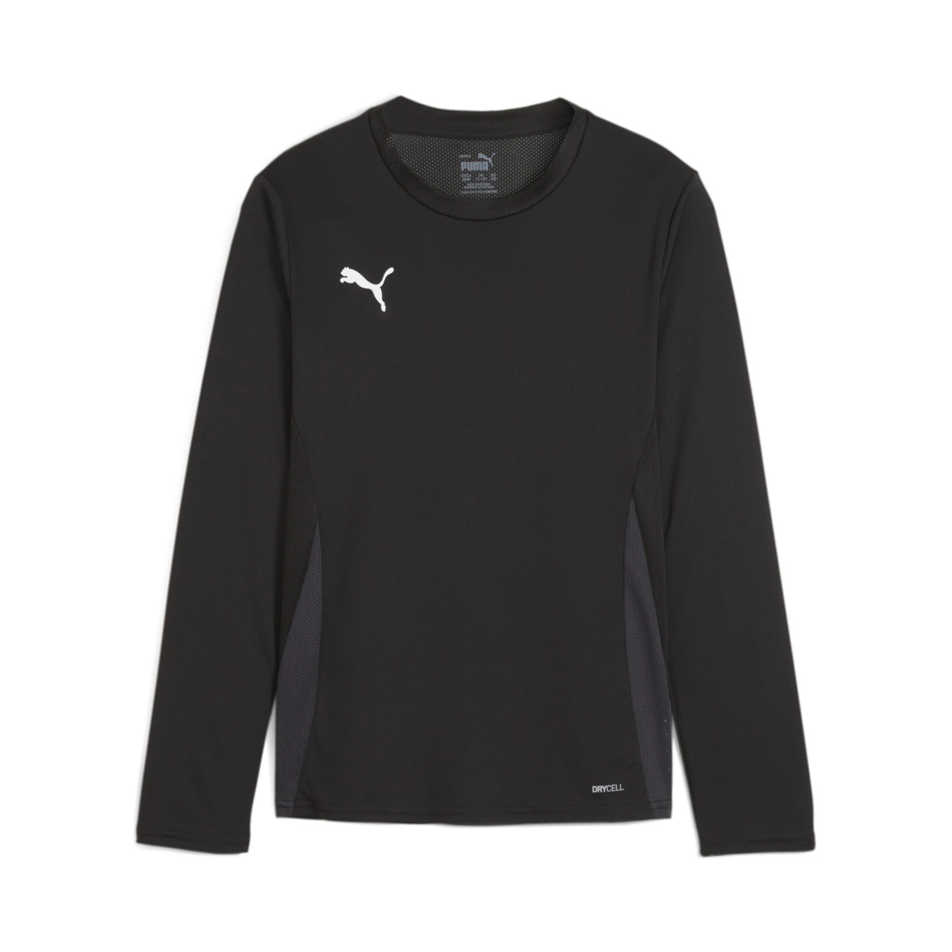 PUMA teamGOAL_LS_Jersey_Jr 705751 003 PUMA Black-PUMA White-Flat