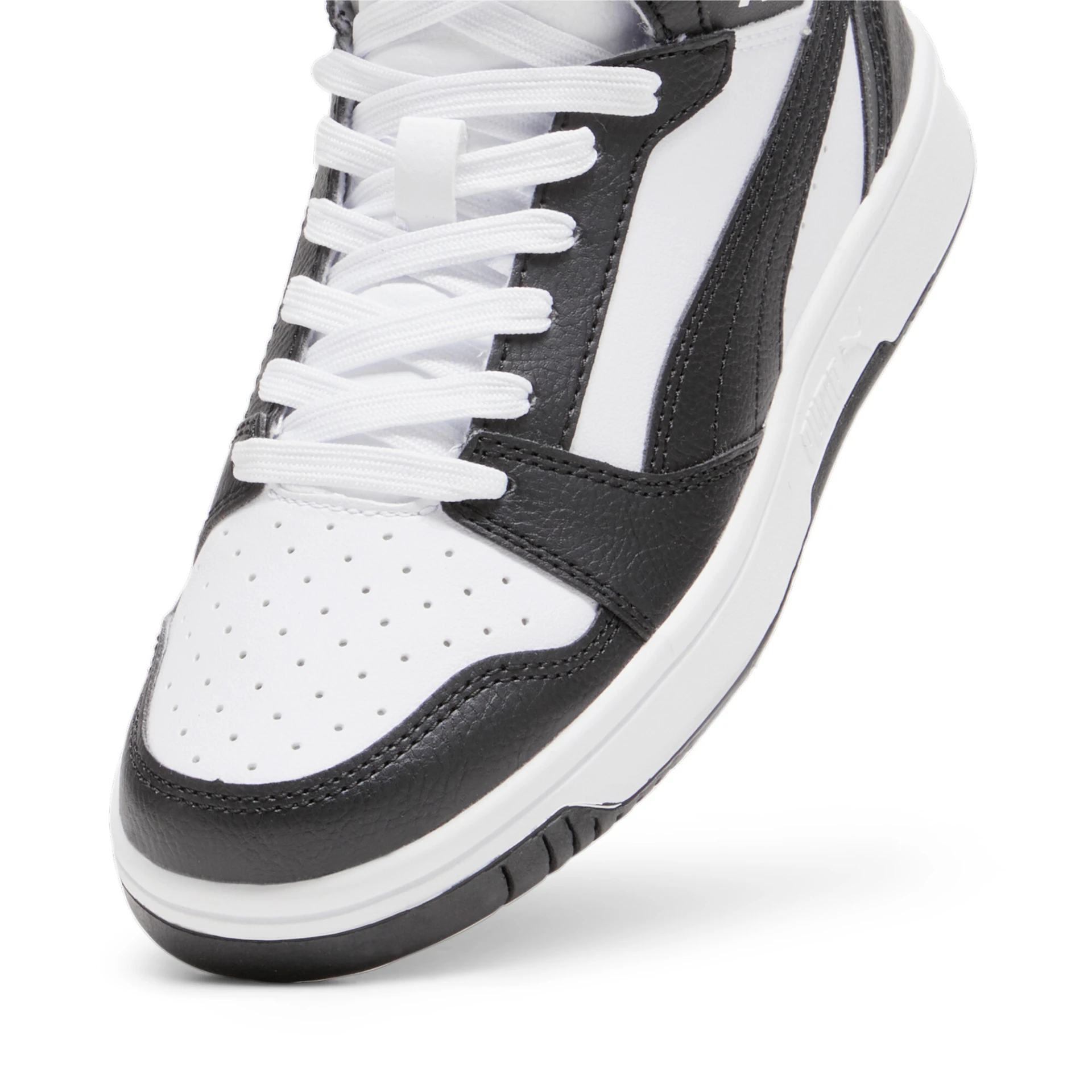 PUMA Puma_Rebound_V6_Mid_Jr 393831 001 PUMA White-PUMA Black-Shad