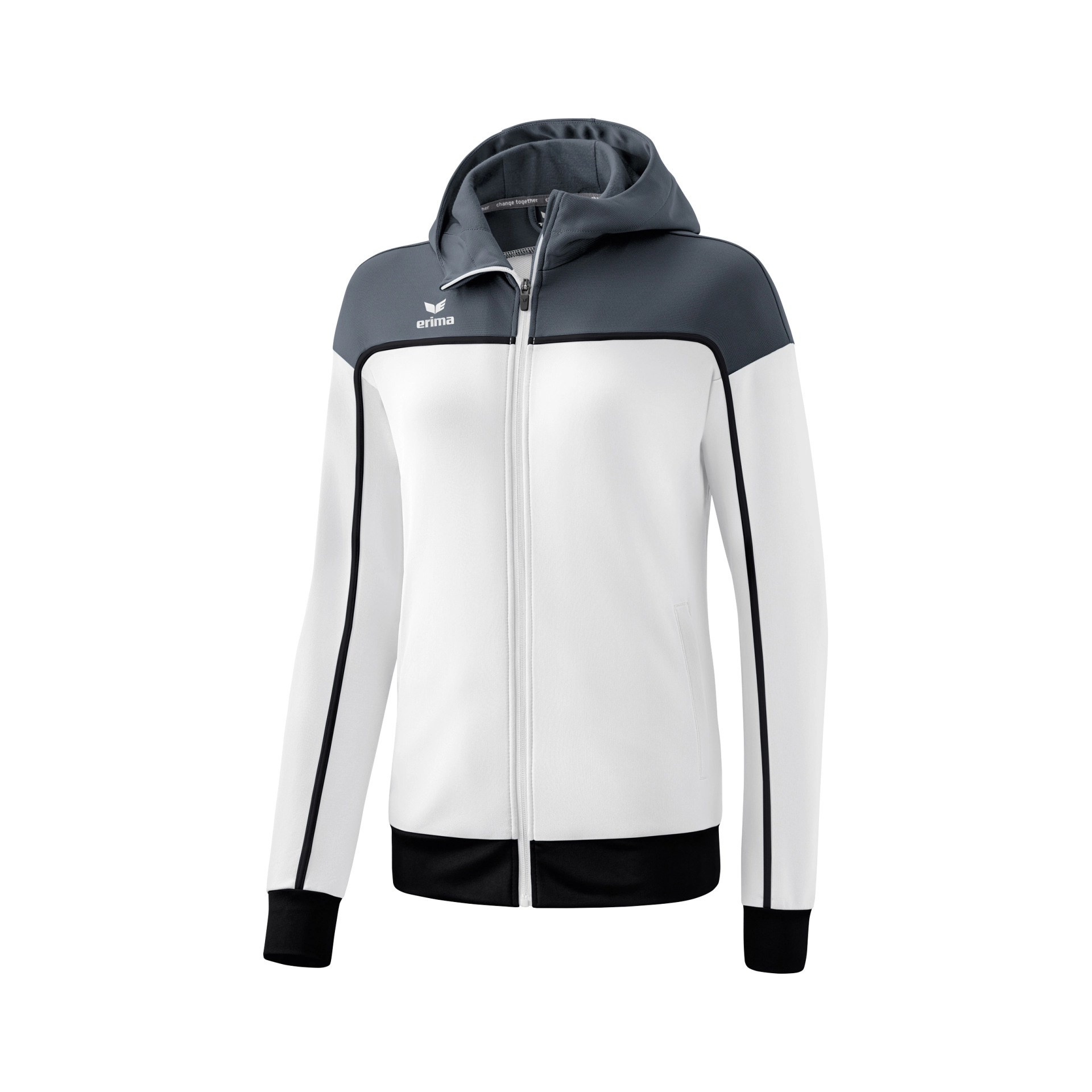 ERIMA CHANGE_by_erima_Trainingsjacke_mit_Kapuze 1032316 011825 white/slate grey/black