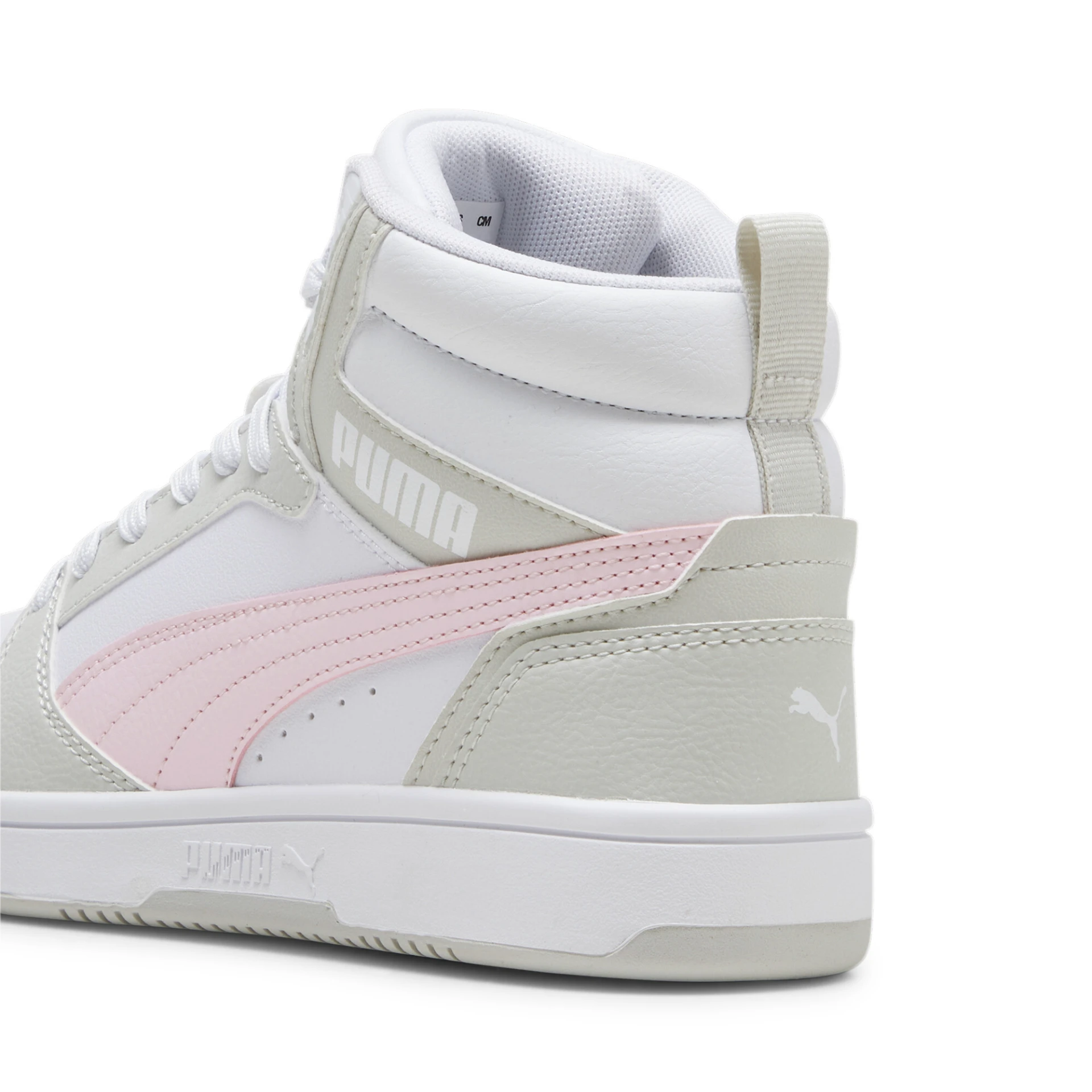 PUMA Puma_Rebound_V6_Mid_Jr 393831 004 PUMA WHITE-FROSTY PINK-SED