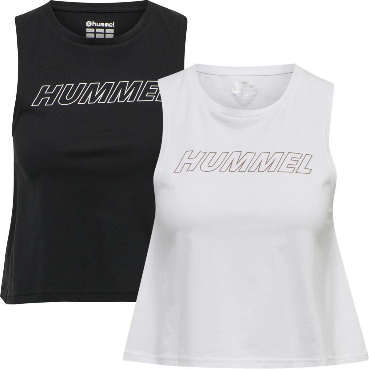 HUMMEL hmlTE_CALI_2_PACK_CROP_COT_TANKTOP 214973 2144 BLACK/WHITE DRIFTWOOD